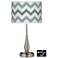 56F69 - Brushed nickel Table Lamp w/Outlets-ZigZag