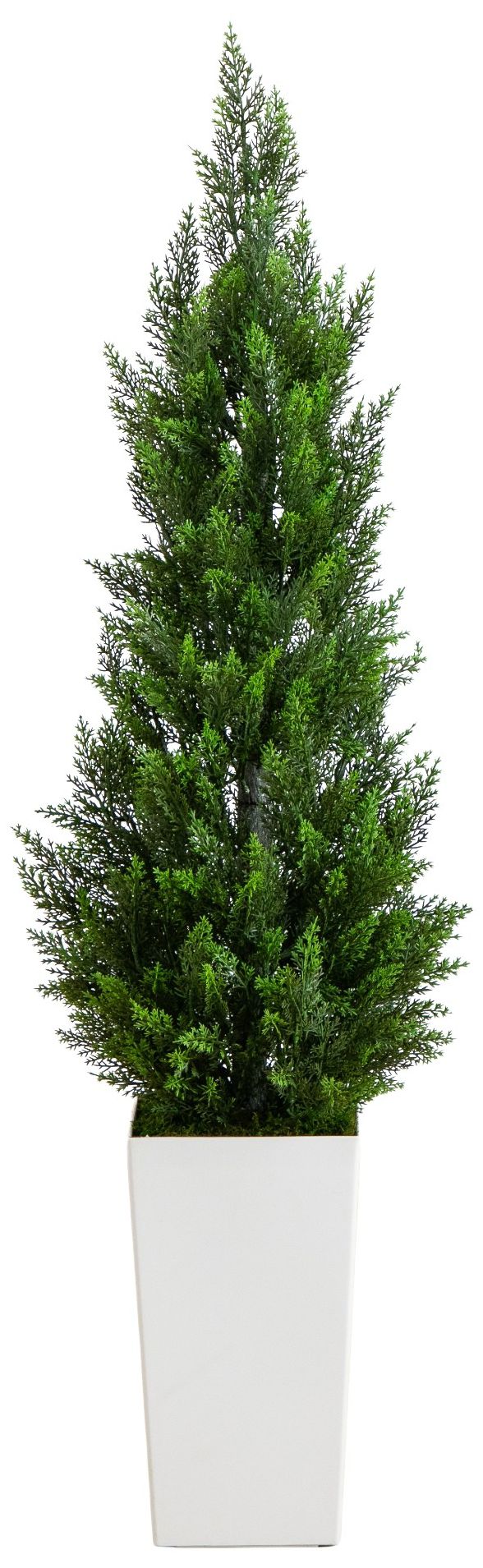Image 2 56in. UV Resistant Artificial Cedar Tree in White Tower Planter