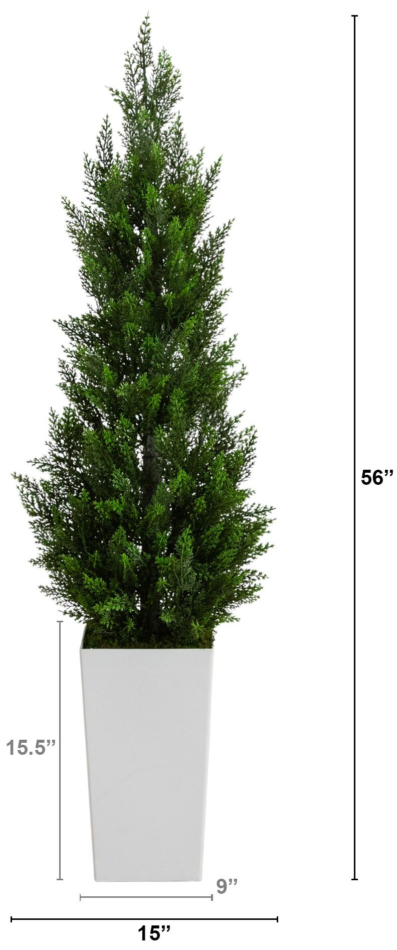 Image 3 56in. UV Resistant Artificial Cedar Tree in White Tower Planter more views