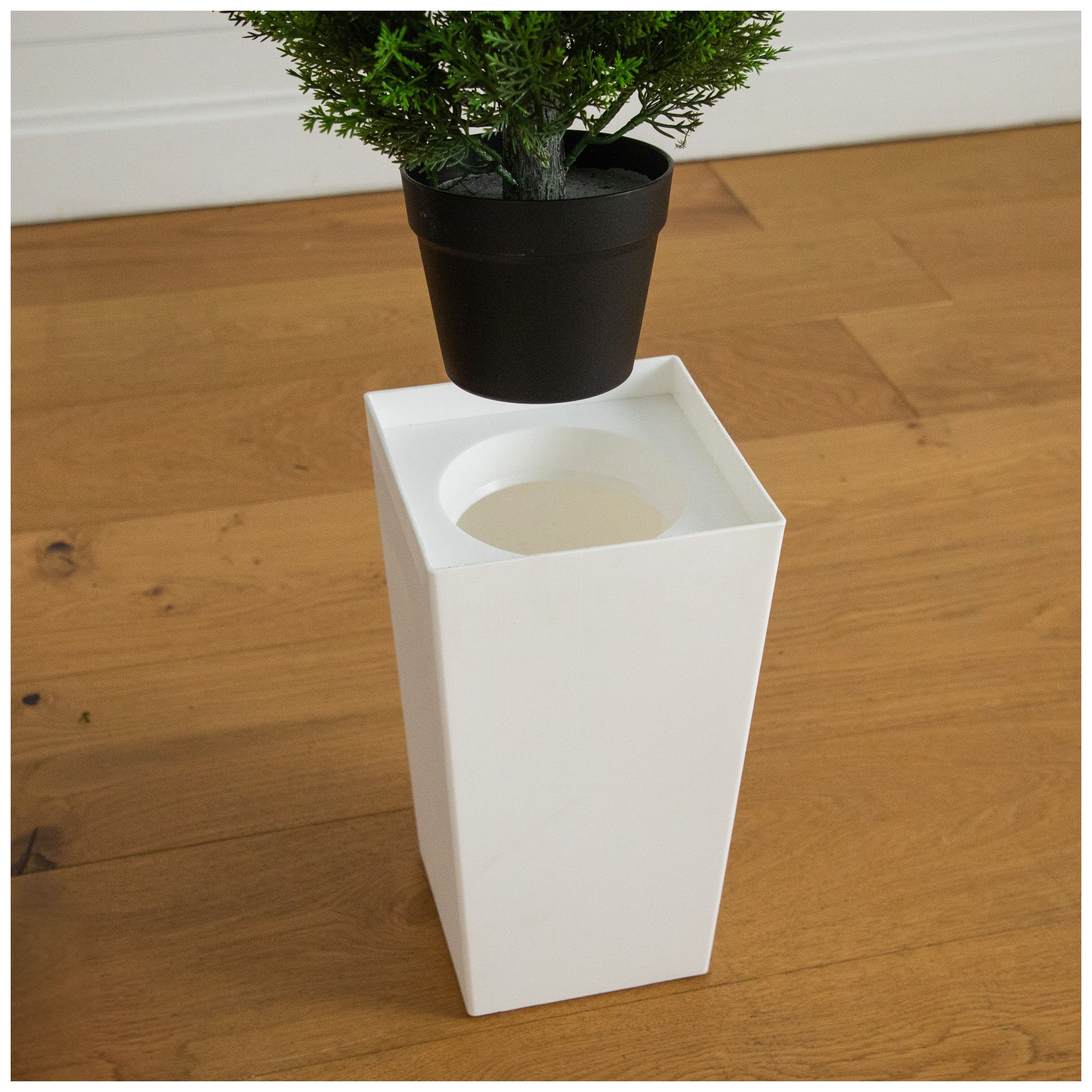 Image 7 56in. UV Resistant Artificial Cedar Tree in White Tower Planter more views