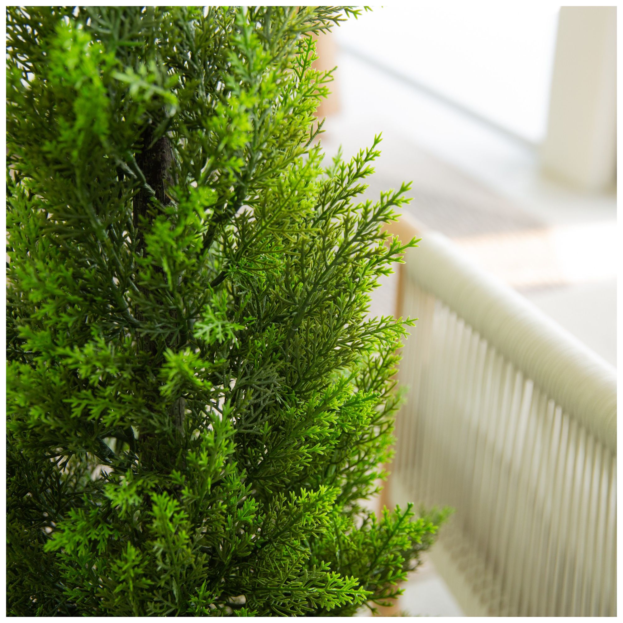 56in. UV Resistant Artificial Cedar Tree in White Tower Planter