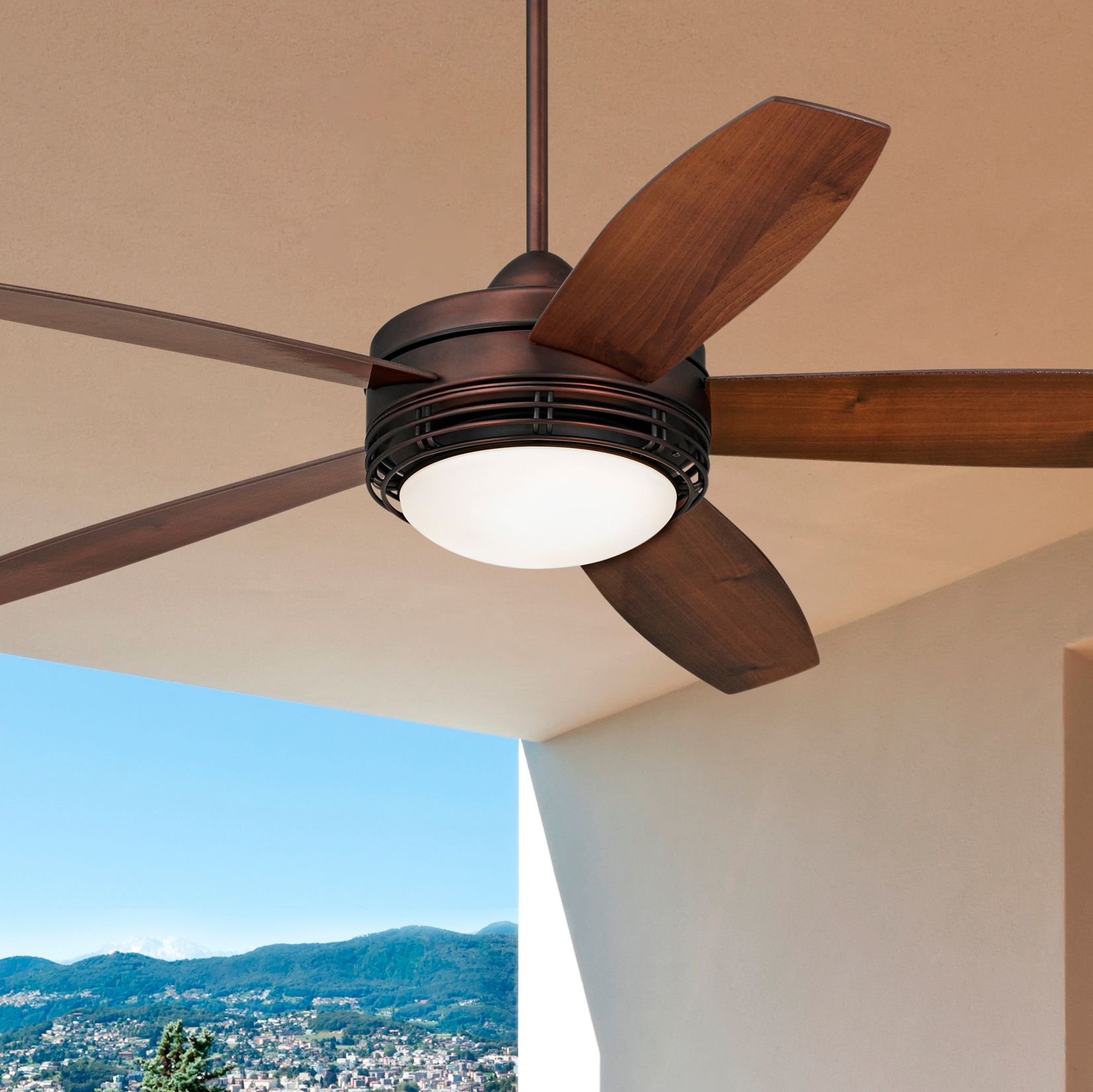 60" Casa Vieja Province Bronze LED Outdoor Ceiling Fan with Remote in scene