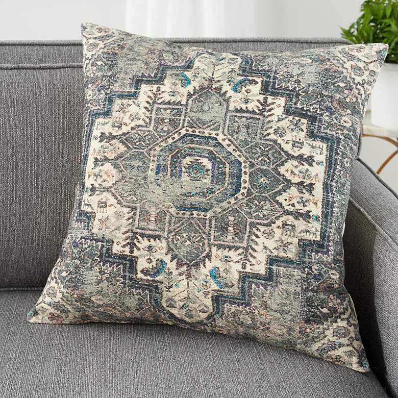 Image 1 57 Grand Gray Persian Medallion 20 inch Square Throw Pillow