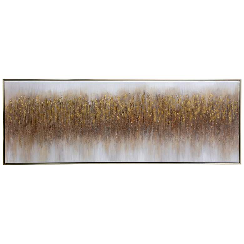 Image 1 57" x 20" Abstract Silver Frame Brown & Beige Canvas Wall Art