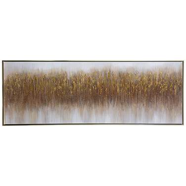 57" x 20" Abstract Silver Frame Brown & Beige Canvas Wall Art