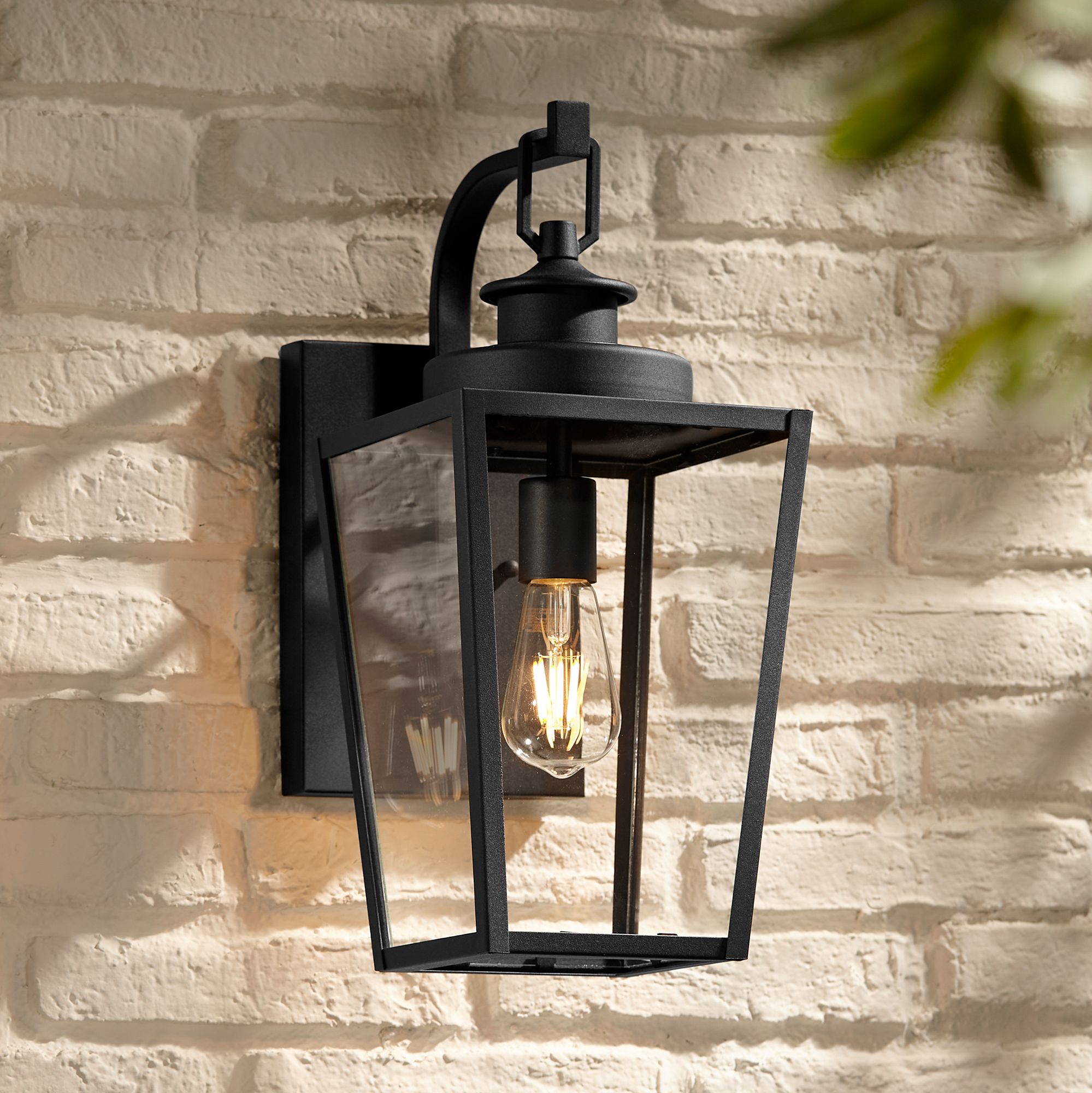 Image 1 Possini Euro Ackerly 17 1/4" High Textured Black Outdoor Wall Light in scene