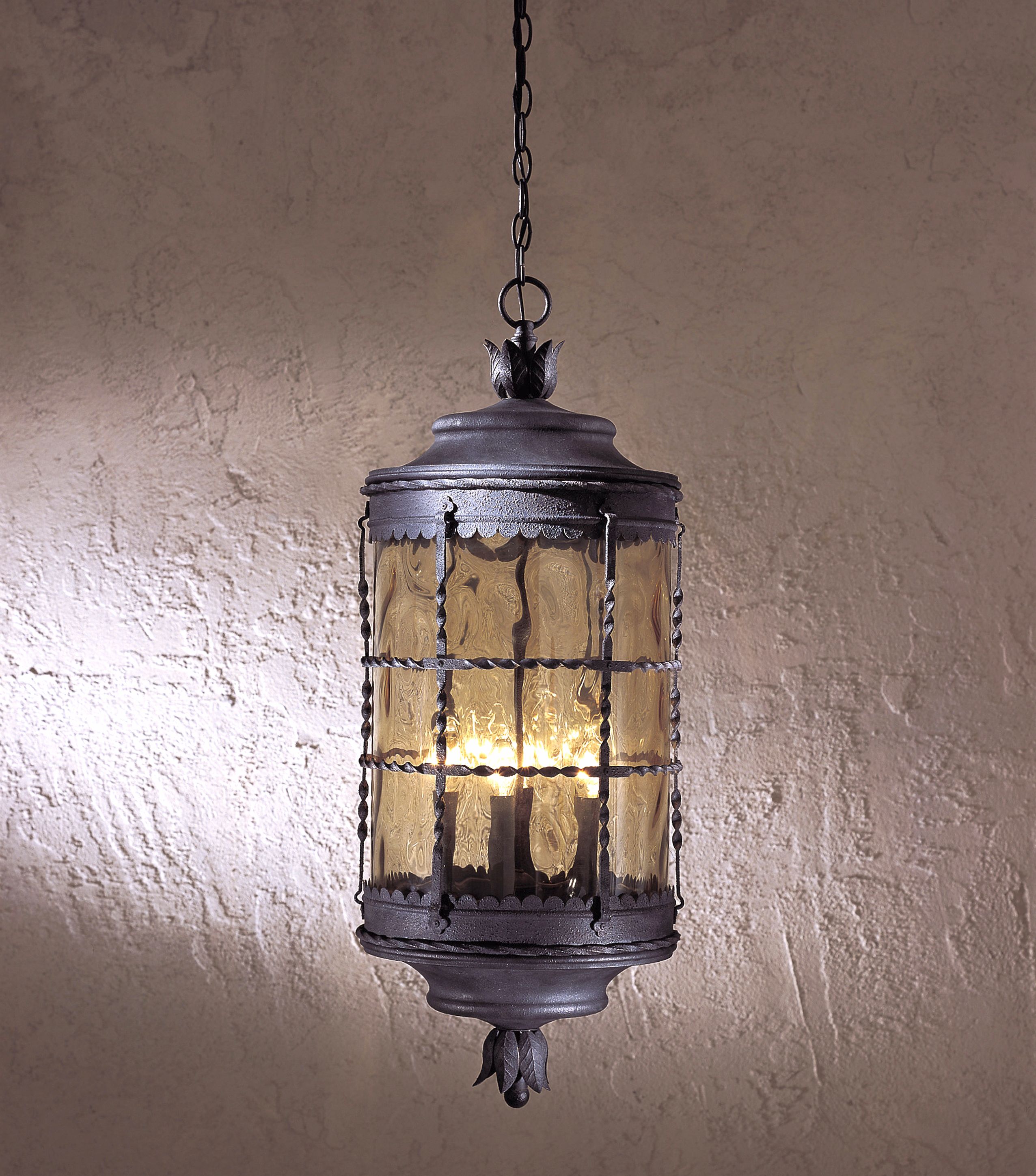 The Great Outdoors Mallorca 5-Light Spanish Iron Outdoor Chain Hung Lantern in scene