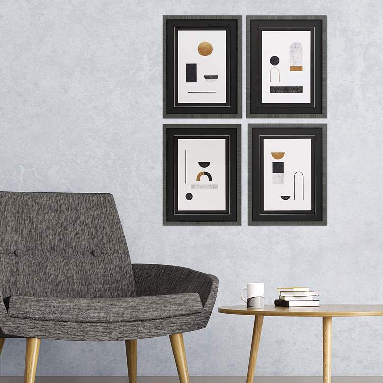 Image 1 Abstract Luxe 26" High 4-Piece Framed Giclee Wall Art Set in scene