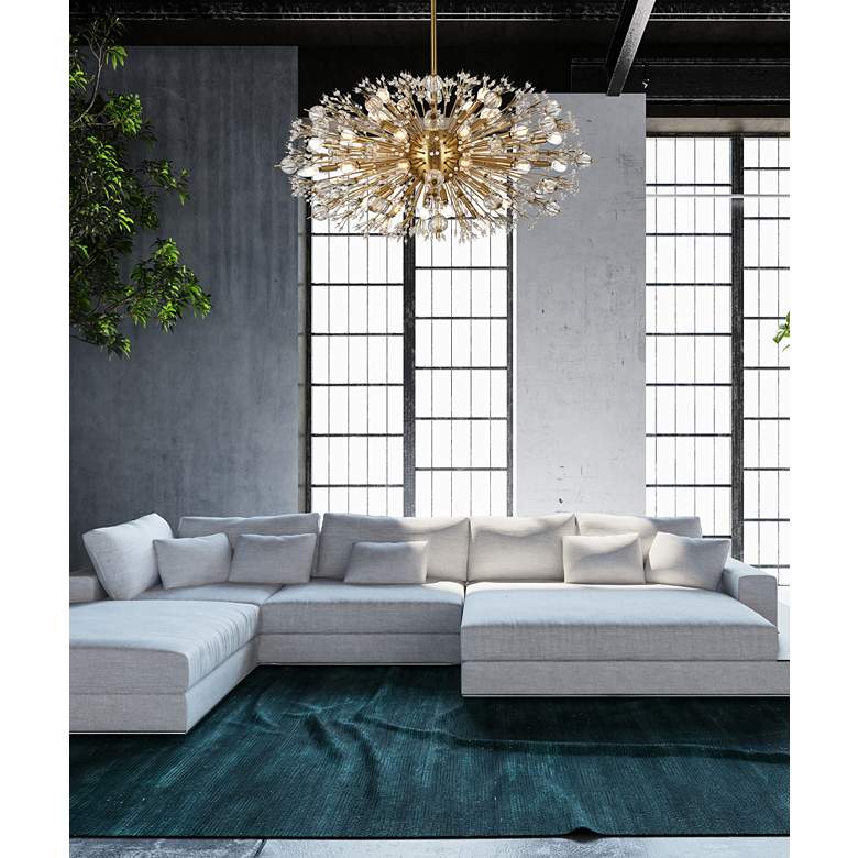 Image 1 Vera 48" Wide Gold Metal 38-Light Starburst Oval Pendant in scene