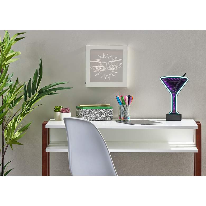 Image 1 Infinity 10" High Neon Martini Glass LED Accent Table Lamp in scene