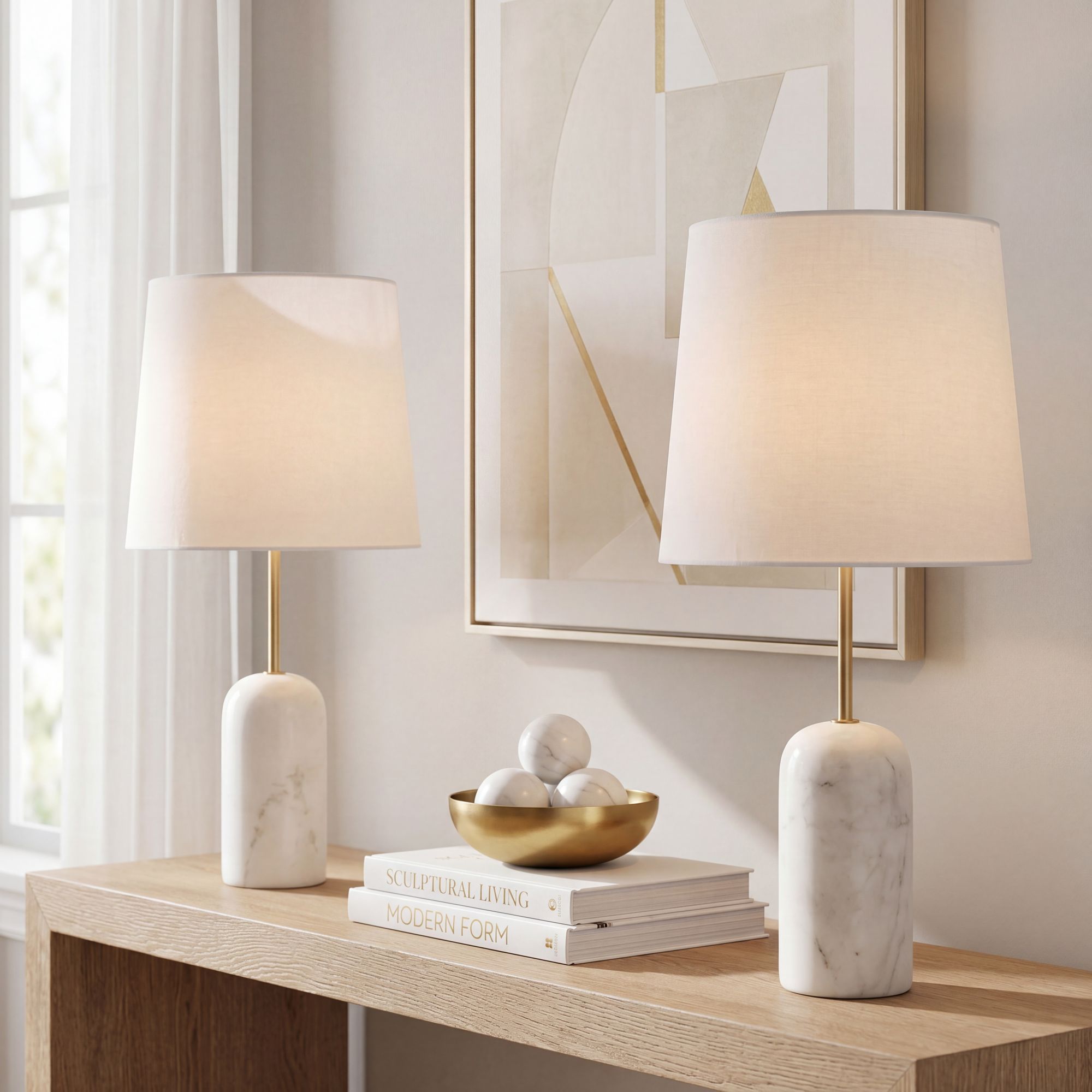 Watch A Video About the Daleti White Marble Table Lamp