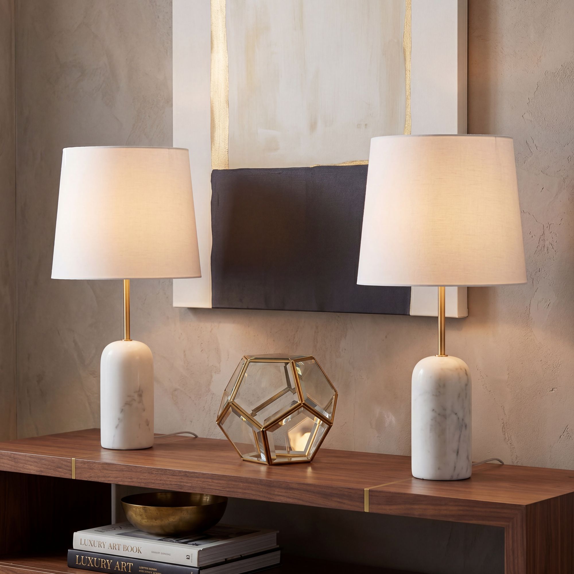Watch A Video About the Daleti White Marble Table Lamp