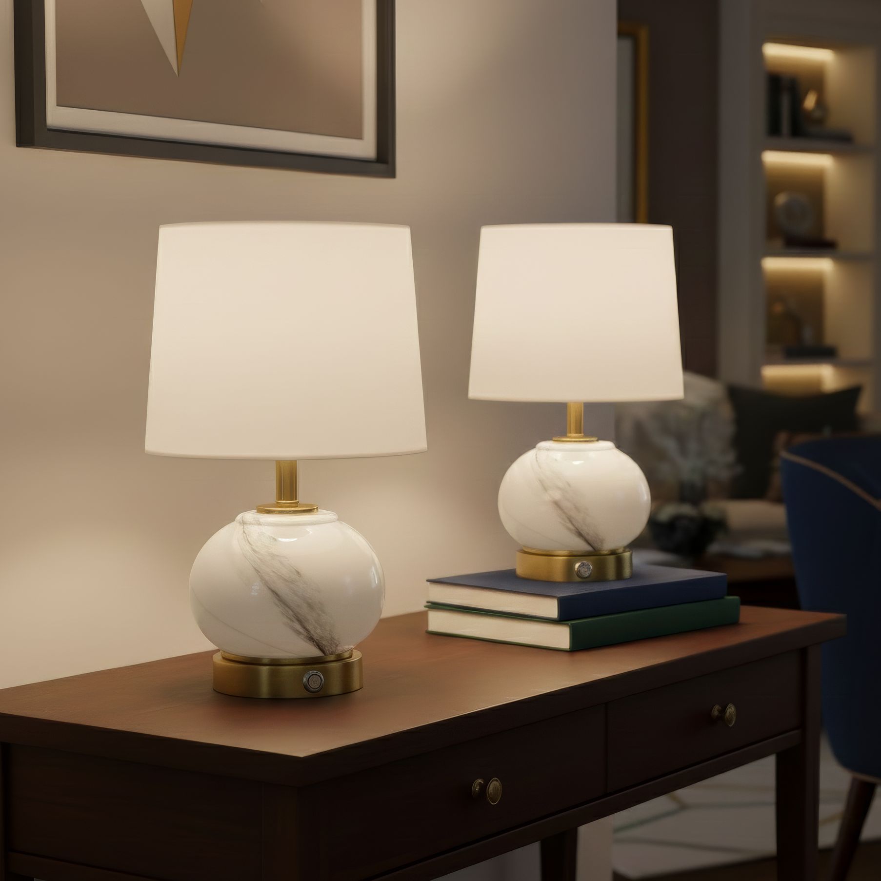 Possini Euro Liana 14 3/4"H Gray White Glass Battery Power Accent Lamp in scene