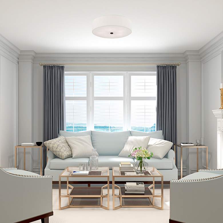 Image 1 Monroe 22" Wide English Bronze Drum Ceiling Light in scene