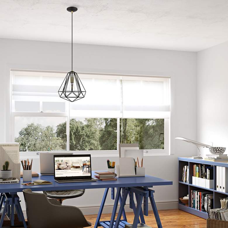 Image 1 Knox 12 1/4" Wide Textured Black Geometric Mini Pendant in scene