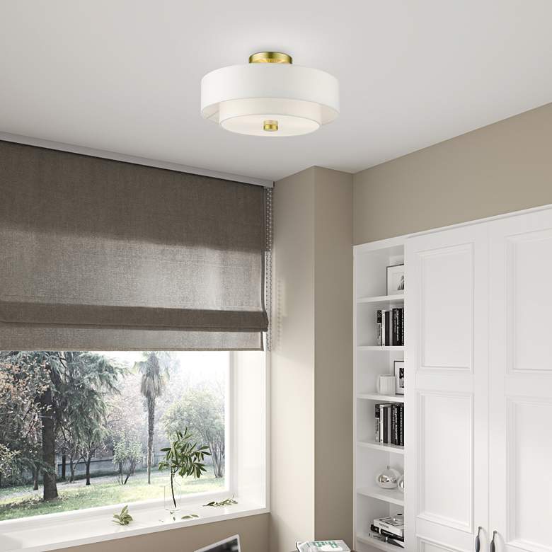 Image 1 Livex Lighting Meridian 15" Wide Satin Brass Ceiling Light in scene