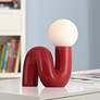 1_Fondant 11 3/4" High Velvet Red Accent Lamp in scene
