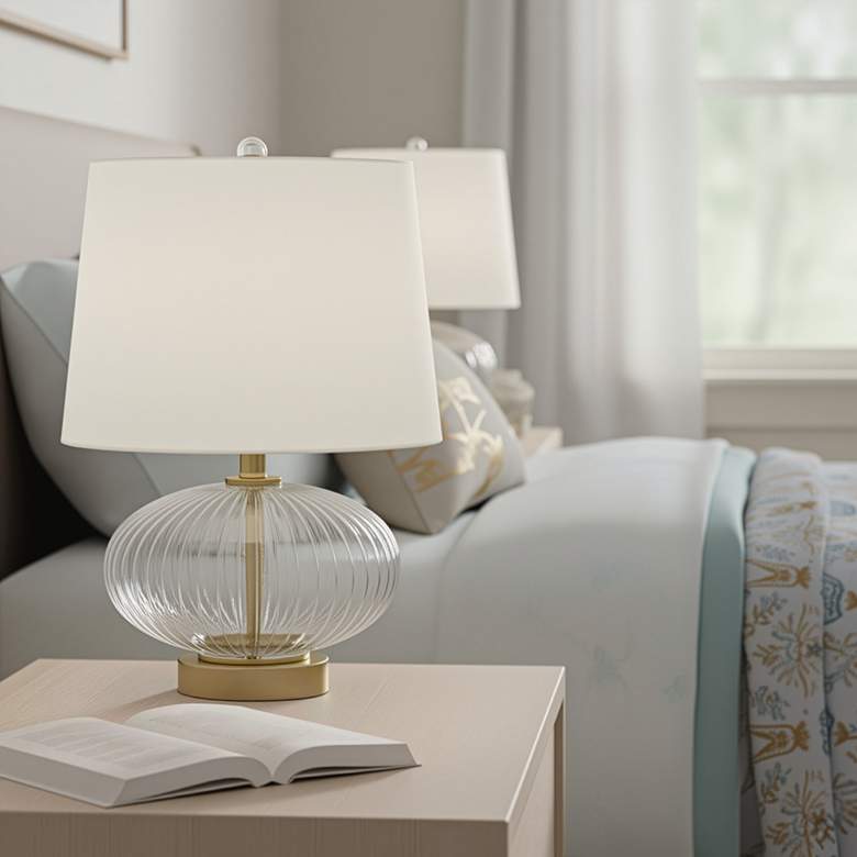 Image 1 Darrah 19" High Clear Glass Table Lamp Set of 2 in scene