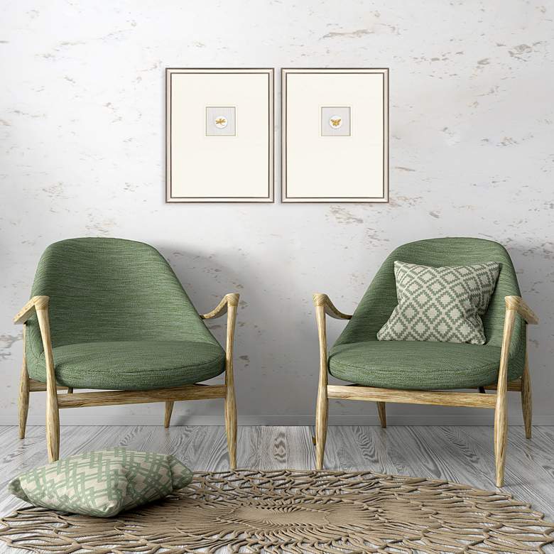 Image 1 Insect Intaglio II 25" High 2-Piece Framed Wall Art Set in scene
