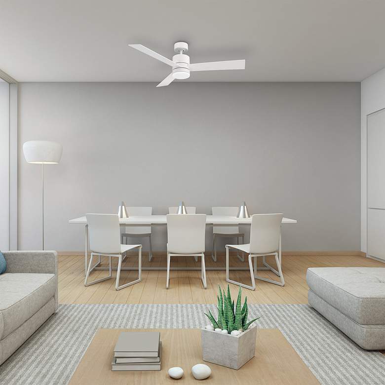 Image 1 44" Modern Forms Axis Matte White 2700K LED Ceiling Fan in scene