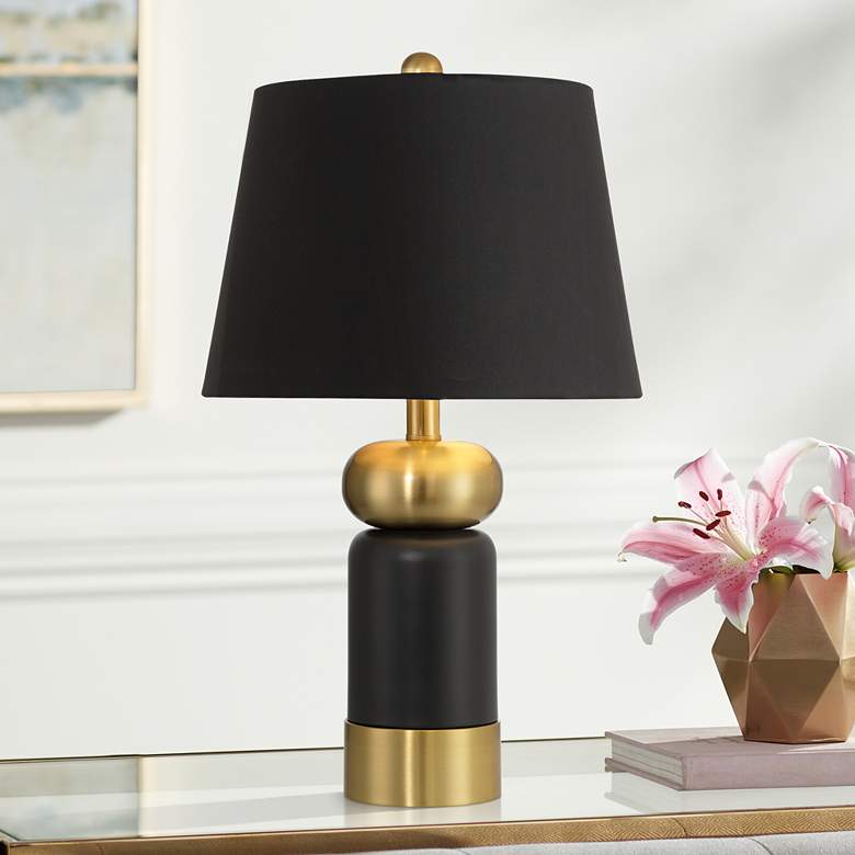 Image 1 Anthem 21 3/4" High Black and Brass Table Lamp in scene