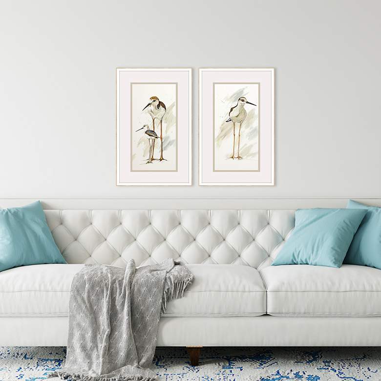 Image 1 Stilt Birds 33" High 2-Piece Framed Wall Art Set in scene