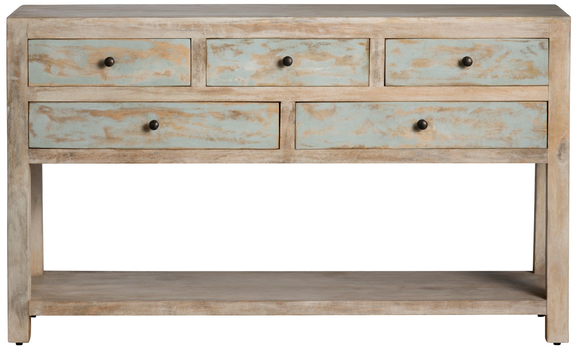 Image 3 58 in. Brown Solid Wood 5 Drawer Accent_Console_Sofa Table more views