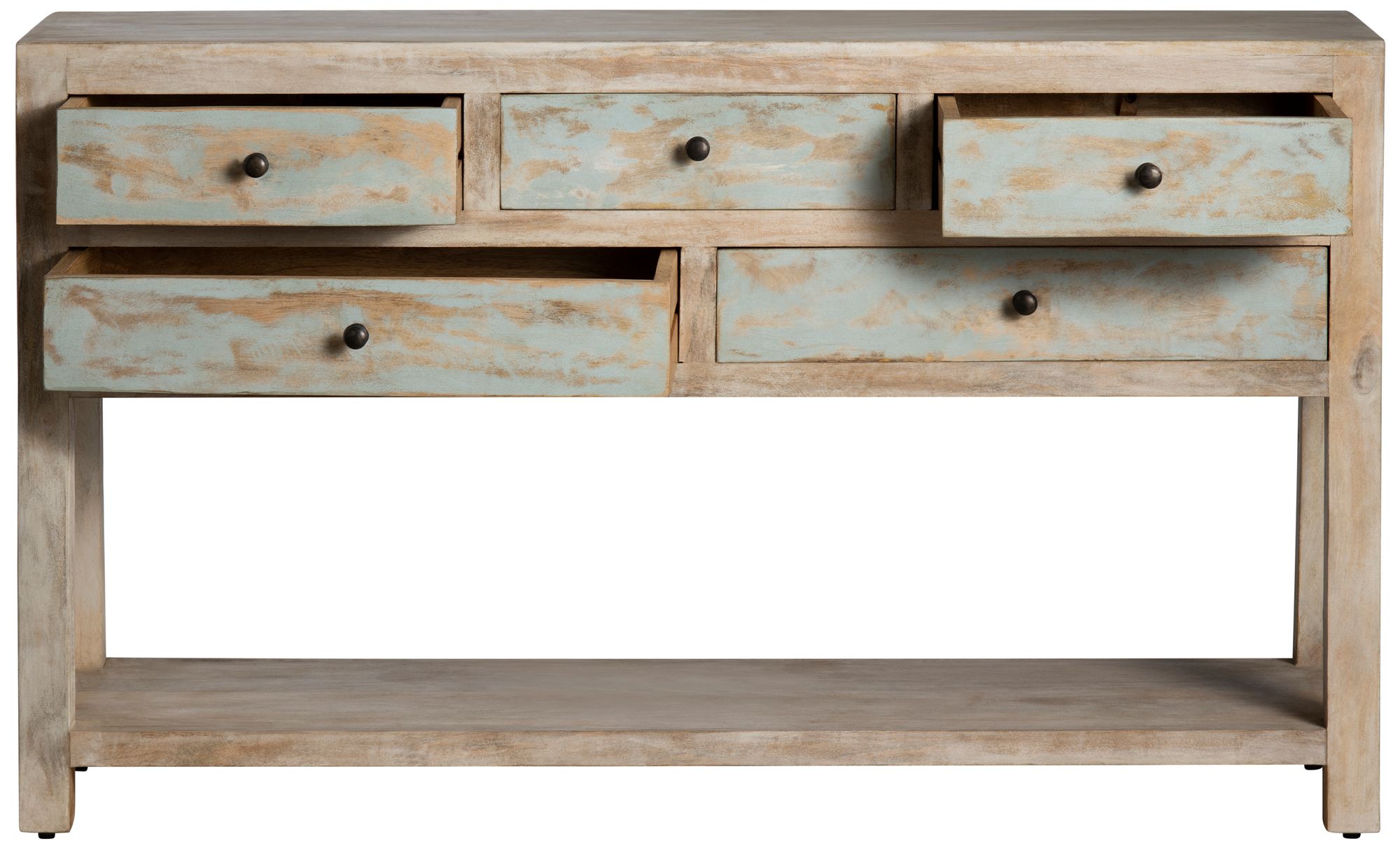 Image 4 58 in. Brown Solid Wood 5 Drawer Accent_Console_Sofa Table more views
