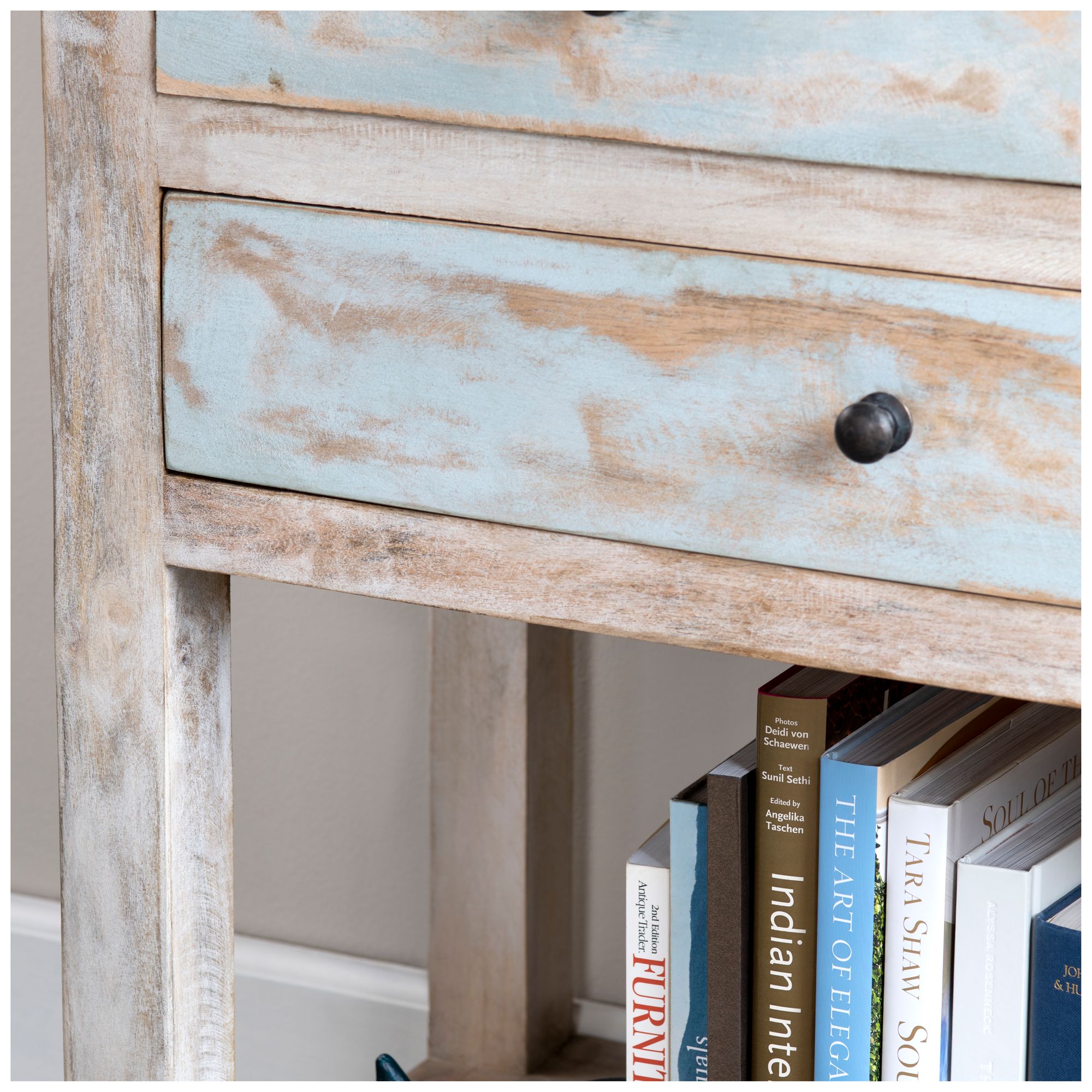 Image 6 58 in. Brown Solid Wood 5 Drawer Accent_Console_Sofa Table more views