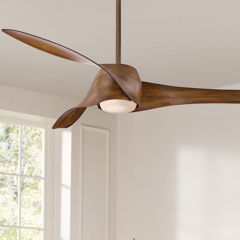 58&quot; Artemis Distressed Koa Finish Modern LED Smart Ceiling Fan