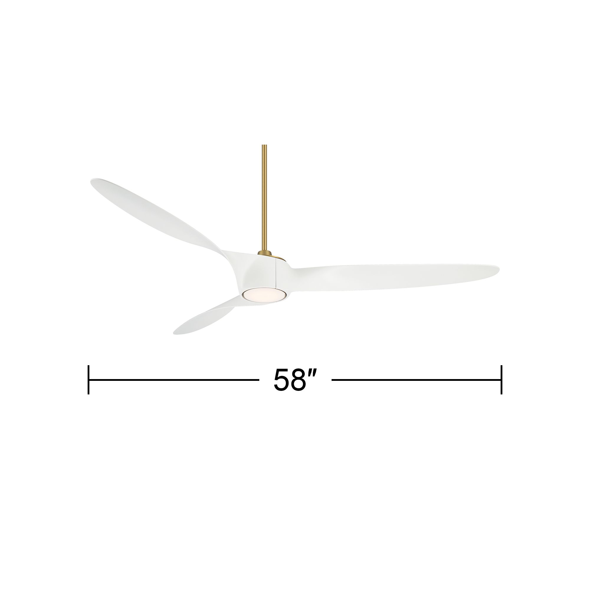 58" Casa Vieja Mako Brass and White Indoor/Outdoor LED Ceiling Fan in scene
