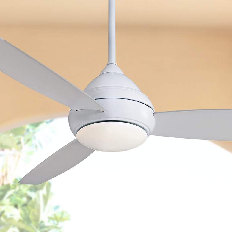Image 1 58" Concept I White Wet-Rated LED Modern Ceiling Fan with Wall Control