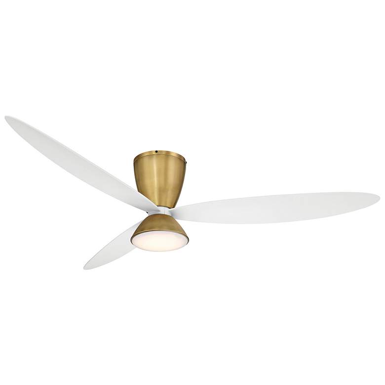 Image 1 58" Hourglass Brass LED Smart Ceiling Fan with White Blades