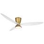 1_58" Hourglass Brass LED Smart Ceiling Fan with White Blades