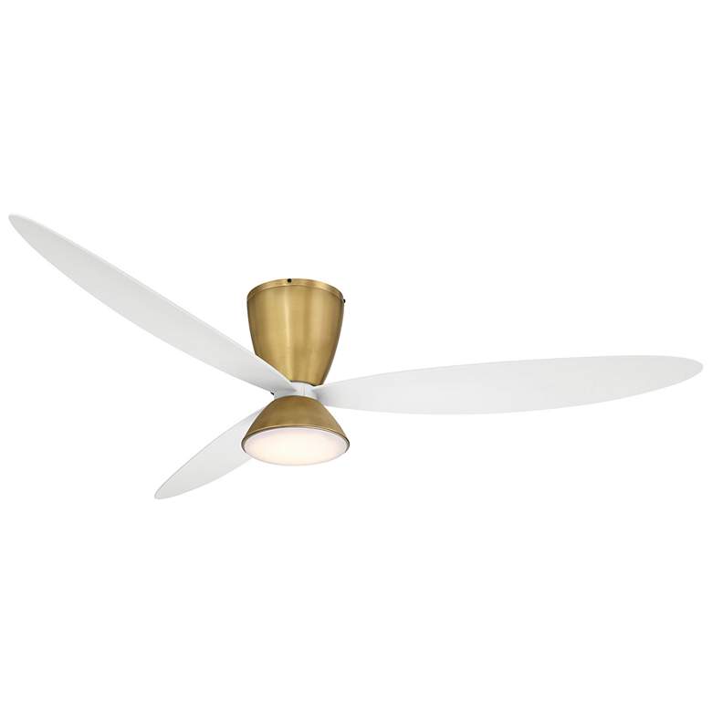Image 4 58" Hourglass Brass LED Smart Ceiling Fan with White Blades more views