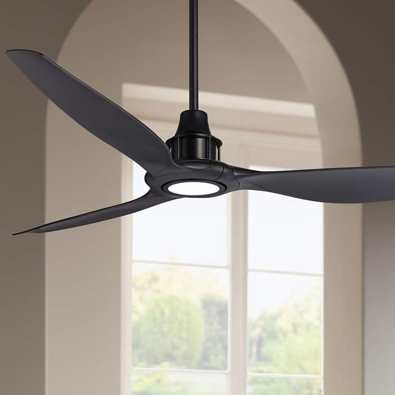 Image 1 58 inch Interceptor Matte Black Damp Rated LED Ceiling Fan