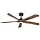 58" Layton Matte Black and Driftwood LED Smart Ceiling Fan