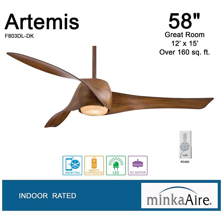 Image 6 58" Minka Aire Artemis Distressed Koa Modern LED Smart Ceiling Fan more views