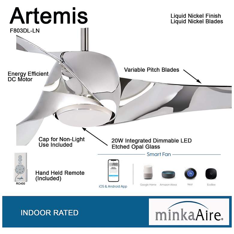 Image 3 58" Minka Aire Artemis Liquid Nickel LED Smart Ceiling Fan more views