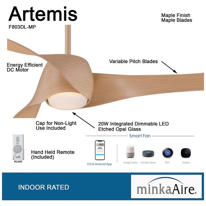 Image 5 58" Minka Aire Artemis Maple Finish Modern LED Smart Ceiling Fan more views