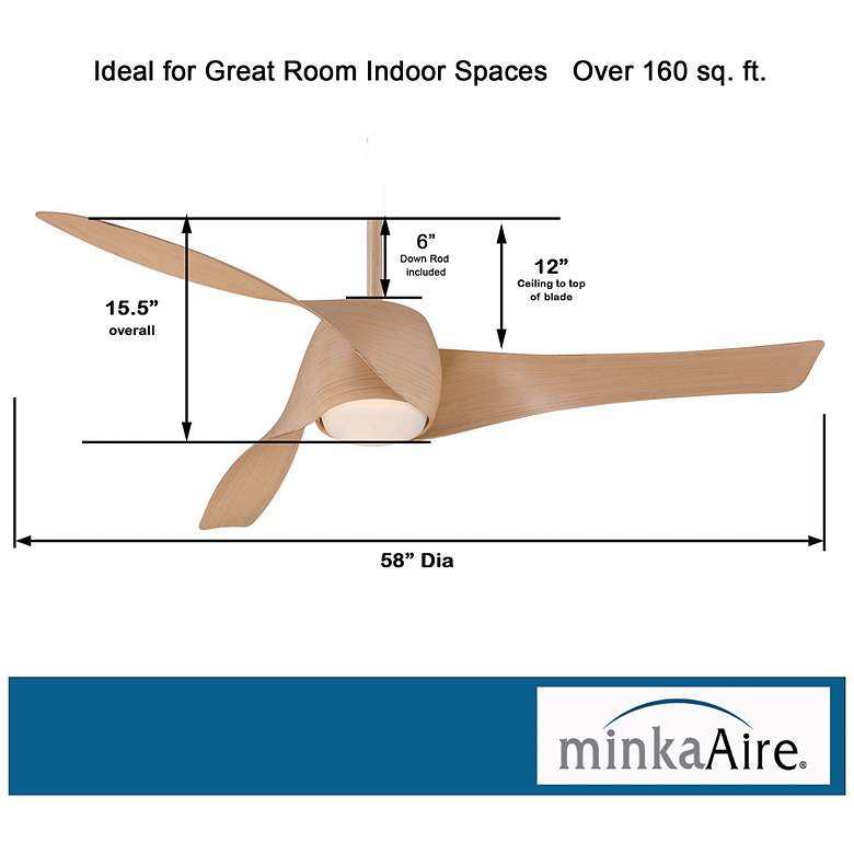 Image 6 58" Minka Aire Artemis Maple Finish Modern LED Smart Ceiling Fan more views