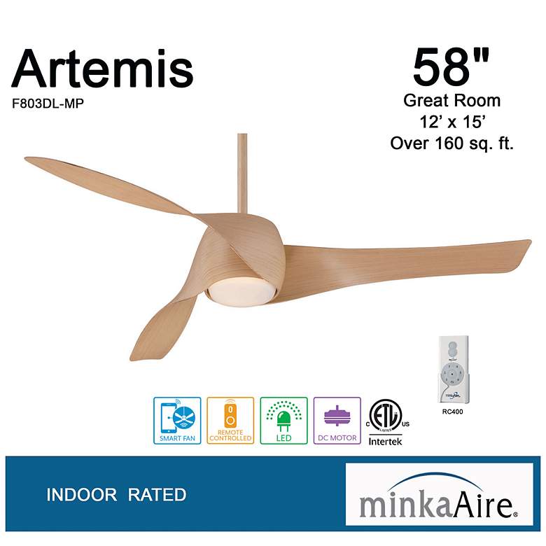 Image 7 58" Minka Aire Artemis Maple Finish Modern LED Smart Ceiling Fan more views