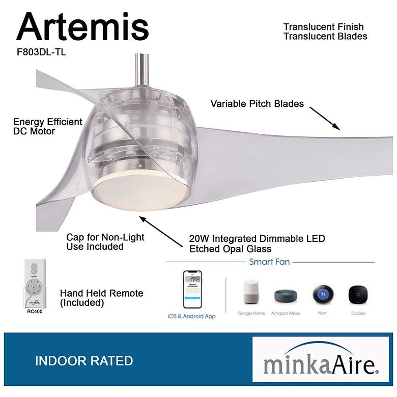 Image 7 58" Minka Aire Artemis Translucent Modern LED Smart Ceiling Fan more views