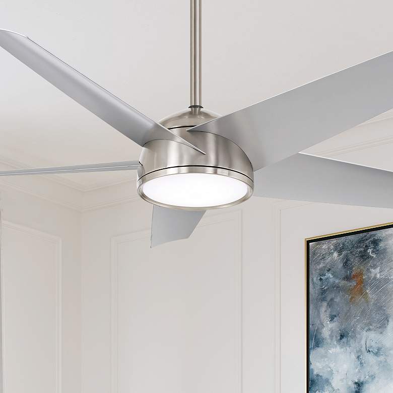 Image 1 58" Minka Aire Chubby Brushed Nickel LED Smart Ceiling Fan with Remote