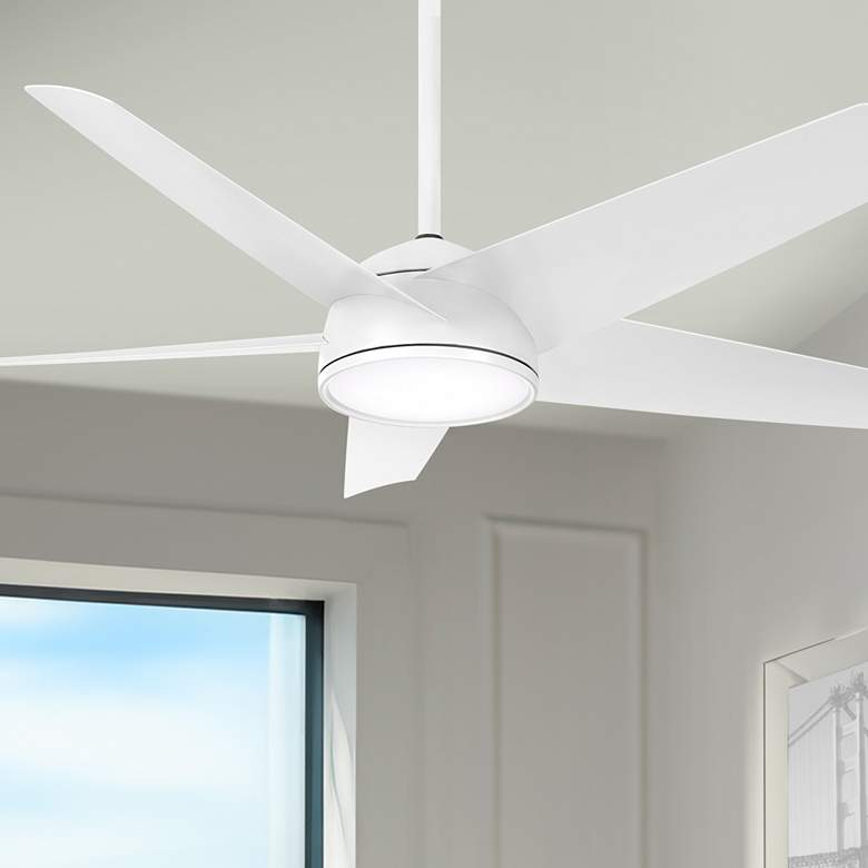 Image 1 58" Minka Aire Chubby Flat White LED Smart Ceiling Fan with Remote