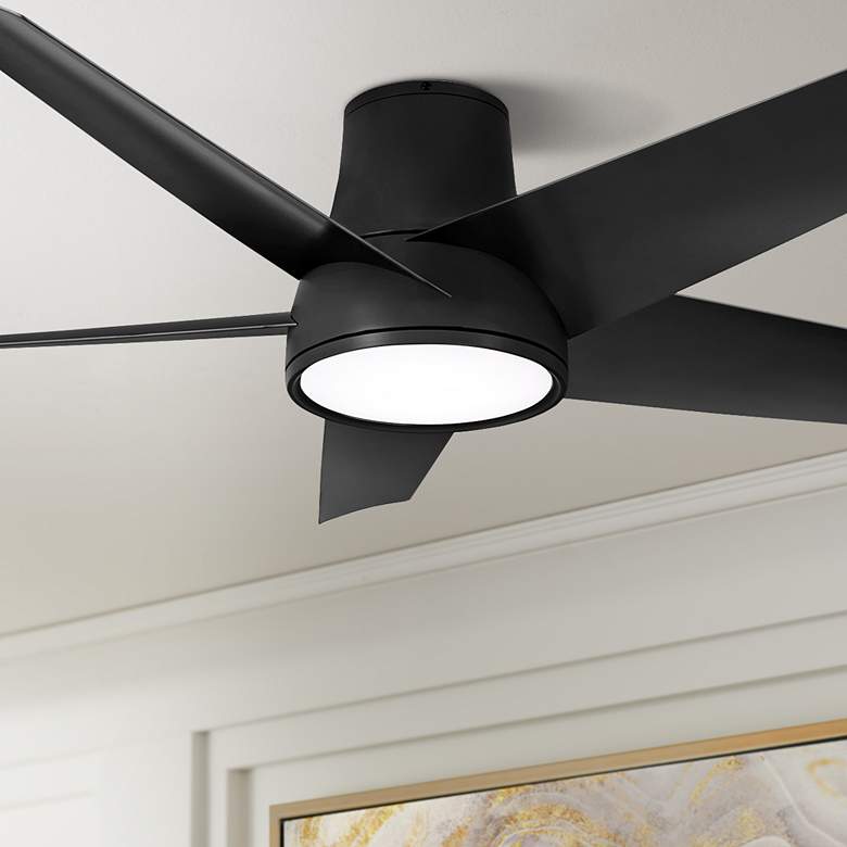 Image 1 58" Minka Aire Chubby II Coal LED Hugger Smart Ceiling Fan with Remote