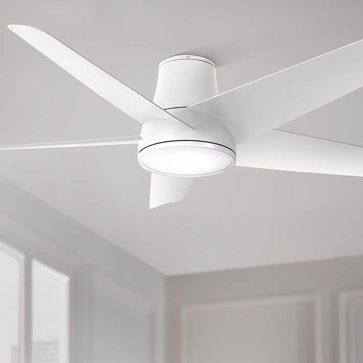 spor Pearly Dempsey 58" Minka Aire Chubby II Flat White LED Hugger Ceiling Fan with Remote -  #867F2 | Lamps Plus