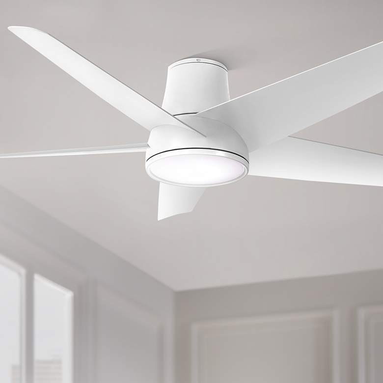 Image 1 58" Minka Aire Chubby II Flat White LED Hugger Smart Ceiling Fan
