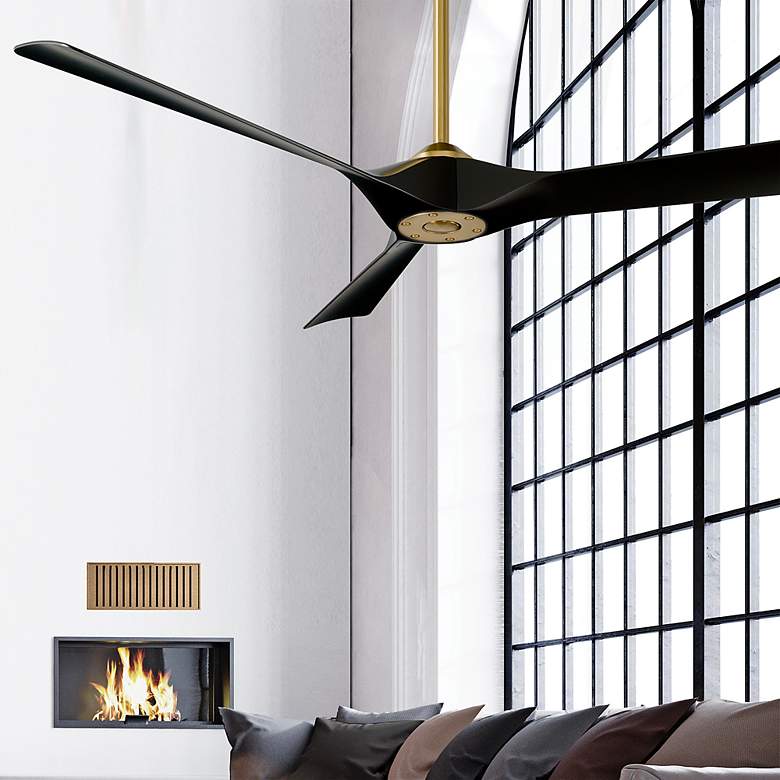 Image 1 58" Modern Forms Torque Brass and Black Wet Rated Smart Ceiling Fan