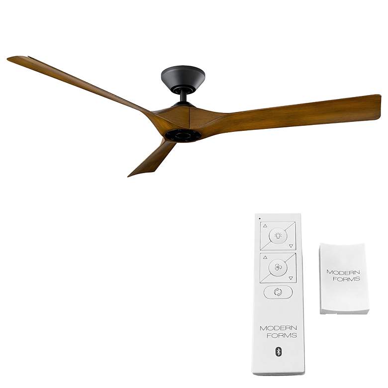 Image 5 58" Modern Forms Torque Matte Black Distressed Koa Smart Ceiling Fan more views